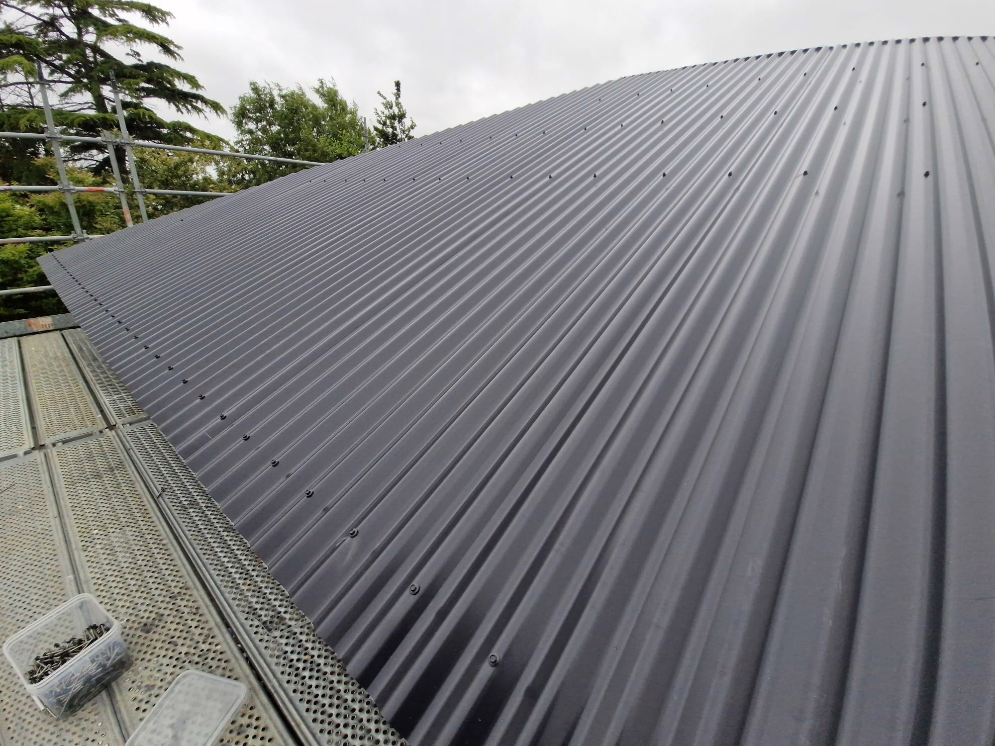Aerial view of roofing work in progress in Palmerston North
